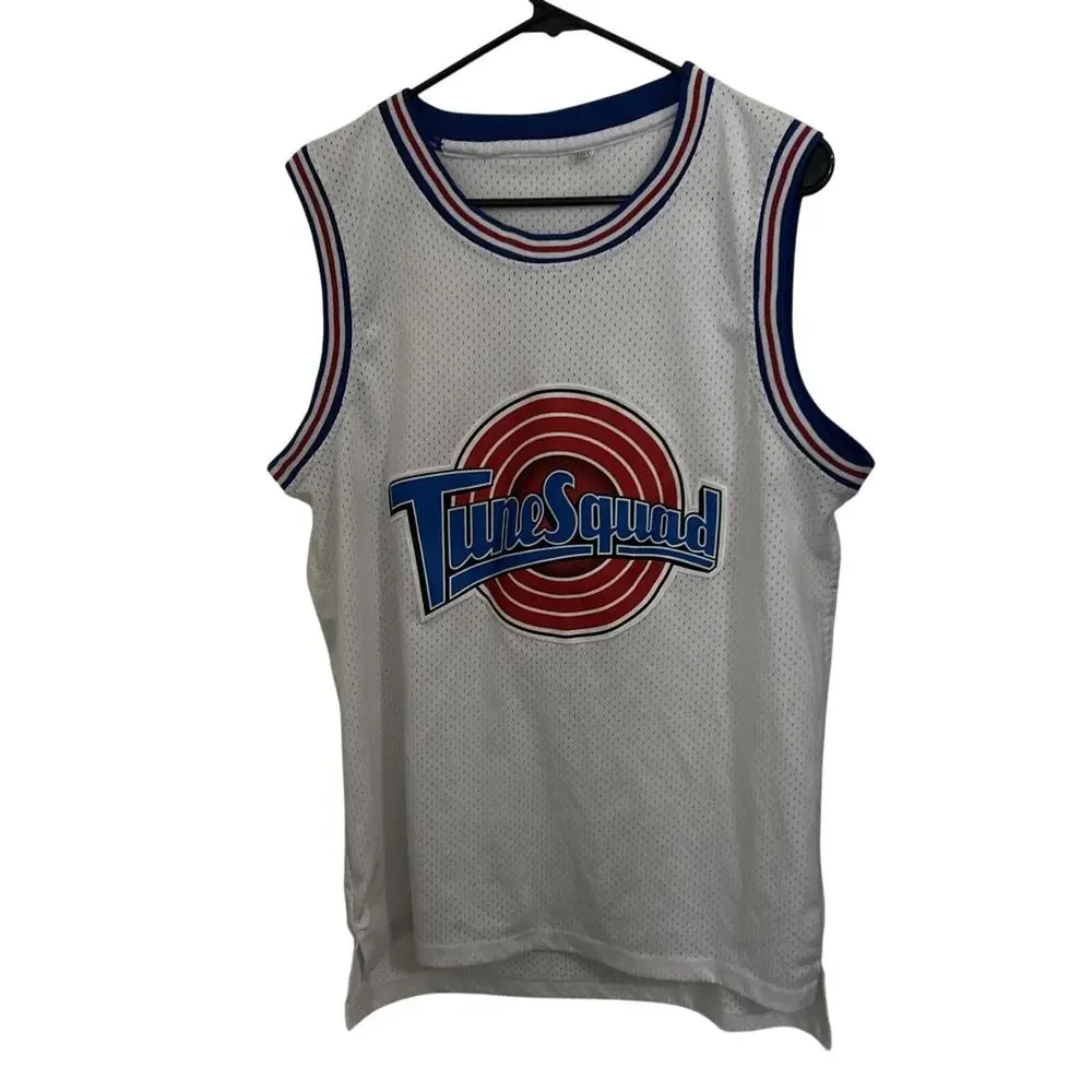 Vintage 90s Space Jam Tune Squad Bugs Bunny #1 Jersey White Red Blue Medium